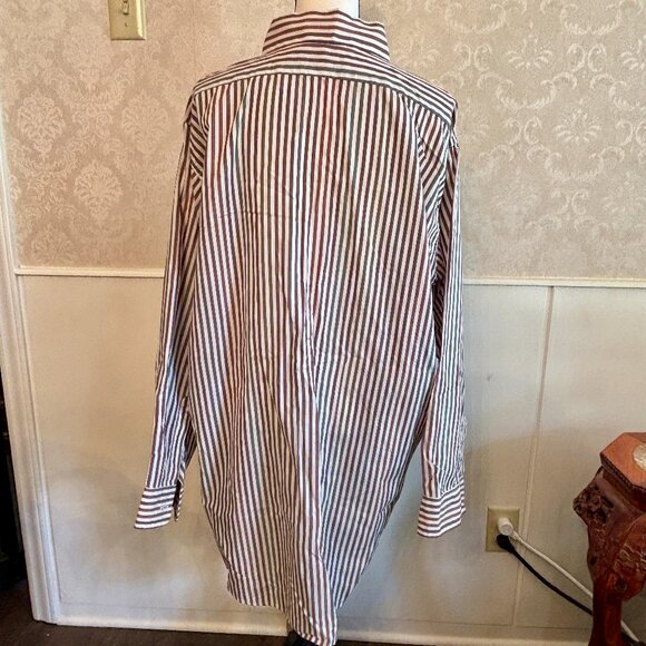 Muted Dark Jewel Tone Vertical Striped 90s Long Sleeve Button Down Shirt 2XLT - Picture 8 of 11